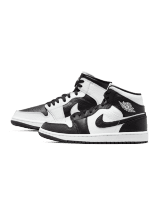 women nike air jordan 1 mid black white