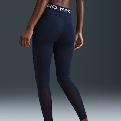 Leggings con paneles de malla de tiro medio para mujer Nike Pro