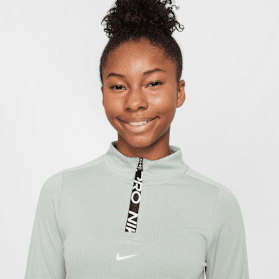 Nike Pro Girls' Dri-FIT Long-Sleeve 1/2-Zip Top