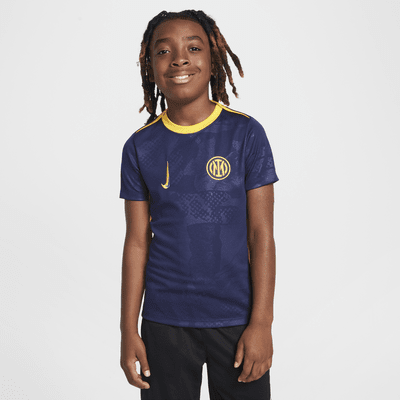 Przedmeczowa koszulka piłkarska dla dużych dzieci Nike Dri-FIT Inter Mediolan Academy Pro (wersja trzecia)