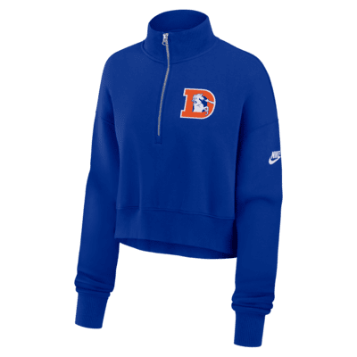 Denver Broncos Rewind Phoenix Women's Nike NFL Cropped 1/4-Zip Crew