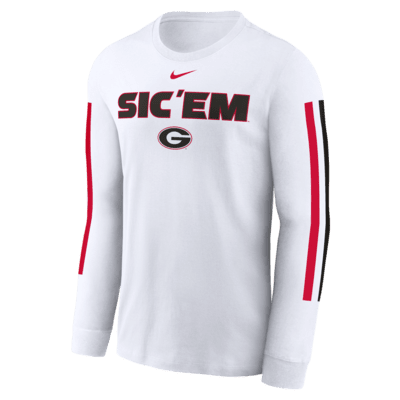 Playera de manga larga universitaria Nike para hombre Georgia Bulldogs Local Spirit Slogan