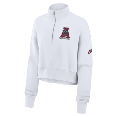 Alabama Crimson Tide Legacy Elevated Logo Women's Nike College Cropped 1/4-Zip Crew