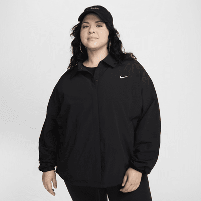 Nike Sportswear Essential Bol Kesimli UV Dokuma Kadın Antrenör Ceketi (Büyük Beden)