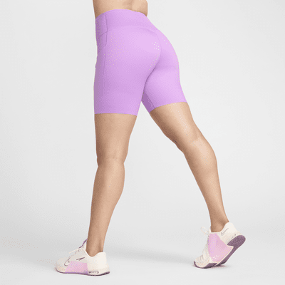 Shorts de ciclismo con bolsillos de tiro alto de 20 cm de sujeción firme para mujer Nike Go