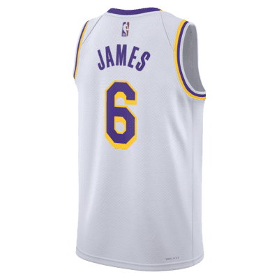 Nike Men's Los Angeles Lakers Association Edition Dri-Fit NBA Swingman Jersey, White, Size: Medium, Polyester