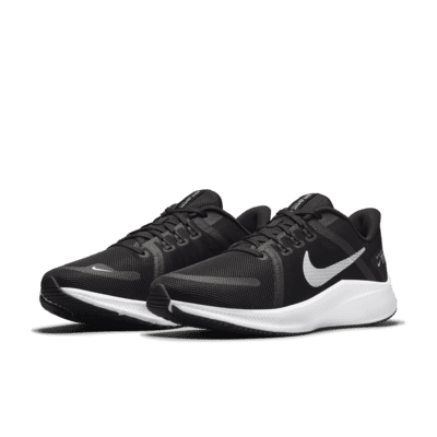 nike running quest trainers in black & white