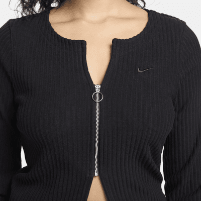 Cárdigan slim de cierre completo para mujer Nike Sportswear Chill Rib