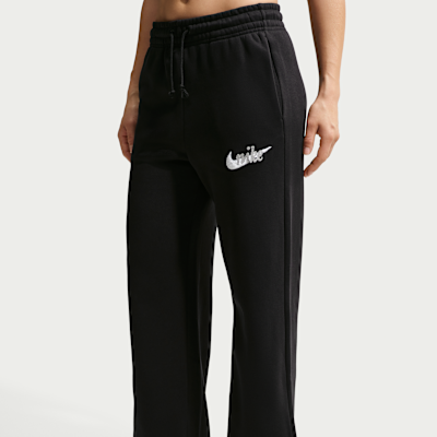 Nike Sportswear Phoenix Fleece Yüksek Belli Bol Paçalı Logolu Kadın Eşofman Altı