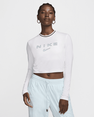 Женские  Nike Sportswear Chill Knit Slim Long-Sleeve Cropped Graphic Tee