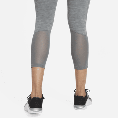 Nike Pro Women's Mid-Rise Crop Mesh Panel Leggings