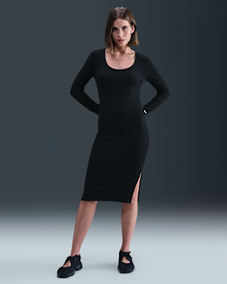 Женские тайтсы Nike Sportswear Chill Knit Tight Long-Sleeve Midi Mini-Rib Dress
