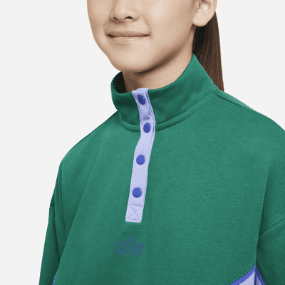 Nike Sportswear Icon Clash Big Kids' (Girls') Snap Fleece Pullover