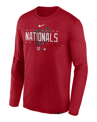 Men's Nike Red Washington Nationals Dry Henley 3/4-Sleeve T-Shirt