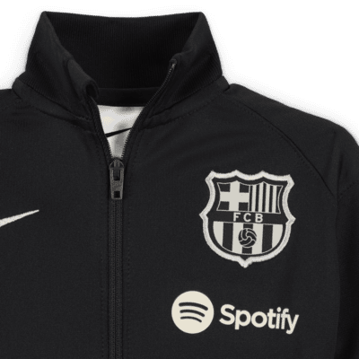 Maskinstrikket FC Barcelona Strike Nike Dri-FIT-fodboldtracksuit til babyer