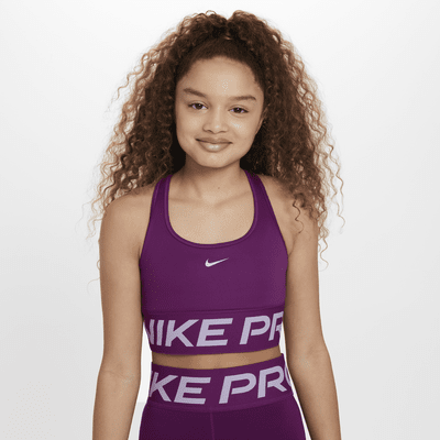 Nike Girls Dri Fit Hypercool Pro Sports Bra XL wolf gray volt 641644-012  swoosh
