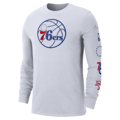 Nike Men's 2022-23 City Edition Philadelphia 76ers Blue Dri-Fit Pregame  Long Sleeve Shirt