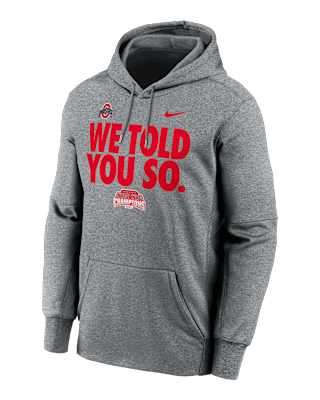 Мужское худи Ohio State Buckeyes 2024 College Football Playoff National Champions We Told You So Men’s Nike Therma College Pullover Hoodie для футбола