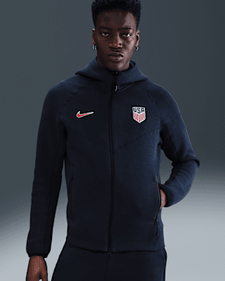Мужское худи USMNT Tech Windrunner Nike Soccer Fleece Full-Zip Hoodie для бега