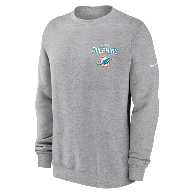 Sudadera de cuello redondo sin cierre Nike de la NFL para hombre Miami Dolphins Draw Block Club