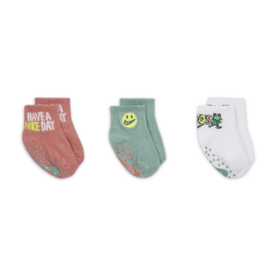 Nike "Art of Play" Gripper Ankle Socks (3 Pairs) Baby Gripper Socks