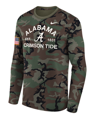 Мужская футболка Alabama 2025 Military Appreciation Legend Nike Dri-FIT College Long-Sleeve