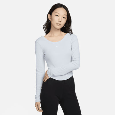 Nike Sportswear Chill Knit Women's Tight Scoop-Back Long-Sleeve Mini-Rib Top