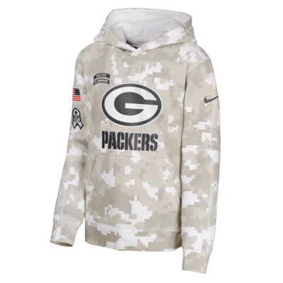 Sudadera con gorro sin cierre Nike de la NFL para niños talla grande Green Bay Packers Salute to Service Primary Edge Club