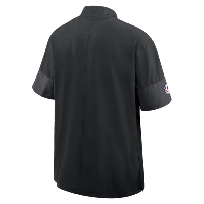 Carolina Panthers Sideline Coach Men's Nike NFL 1/2-Zip Short-Sleeve Hooded Jacket