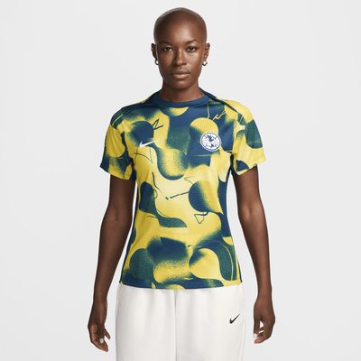 Playera de fútbol de manga corta Nike Dri-FIT para antes del partido para mujer Club América Academy Pro