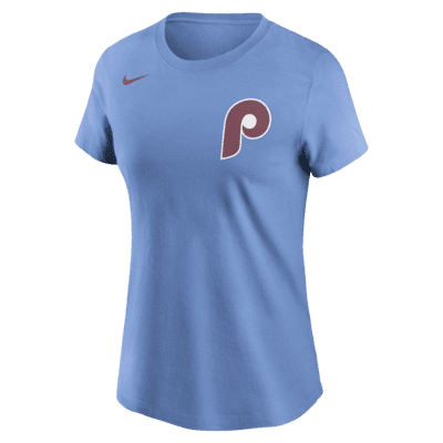 Bryce Harper Philadelphia Phillies Majestic Threads Women's Name & Number  Raglan 3/4 Sleeve T-Shirt - Light Blue