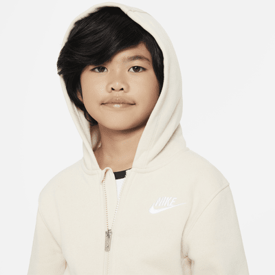 Conjunto de dos piezas de sudadera con gorro para niños talla pequeña Nike Full-Zip Club Set