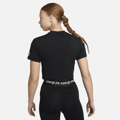 Damska koszulka treningowa o skróconym kroju z krótkim rękawem i grafiką Nike Pro Dri-FIT