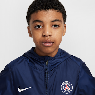 París Saint-Germain Academy Pro Chaqueta para la lluvia de fútbol con capucha Nike - Niño/a