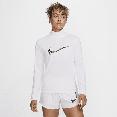 Vêtement deuxième couche de running Dri-FIT à 1/4 de zip Nike Swoosh pour femme