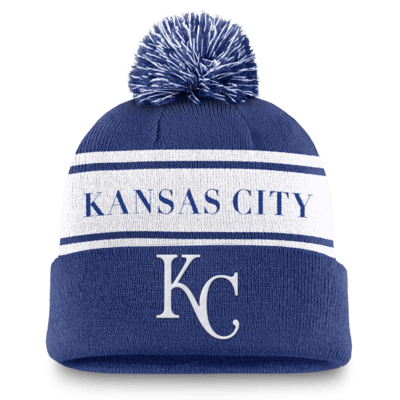 Kansas City Royals Team Stripe Peak Men's Nike MLB Cuffed Pom Beanie