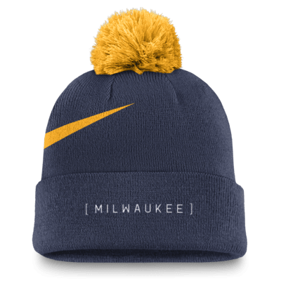 Milwaukee Brewers Peak Men's Nike MLB Cuffed Pom Beanie