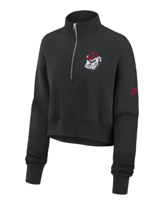 Женские  Georgia Bulldogs Legacy Elevated Logo Nike College Cropped 1/4-Zip Crew