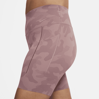 Shorts de ciclismo camuflajeados de 20 cm y cintura alta de media sujeción para mujer Nike Universa