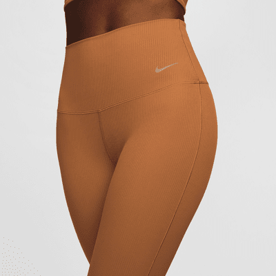 Nike Zenvy Rib Leggings in voller Länge mit sanftem Halt, hohem Taillenbund und ausgestelltem Bein (Damen)