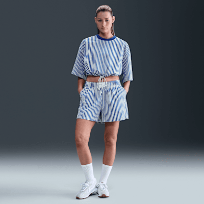 Shorts a rayas de tiro medio holgados para mujer Nike Sportswear Chill Poplin