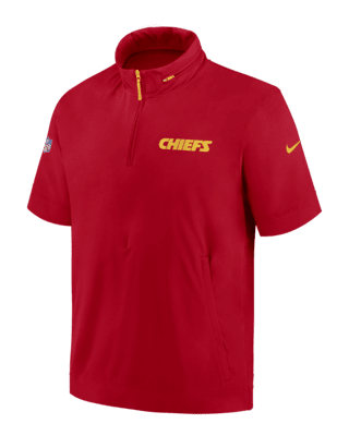 Мужская куртка Kansas City Chiefs Sideline Coach Nike NFL 1/2-Zip Short-Sleeve Hooded