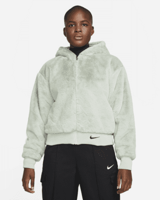 women's faux fur jacket nike