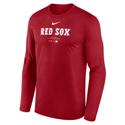 Playera de manga larga Nike Dri-FIT de la MLB para hombre Boston Red Sox Authentic Collection Practice