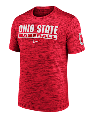 Мужская футболка Ohio State Buckeyes Velocity Baseball Wordmark Stack Nike Dri-FIT College