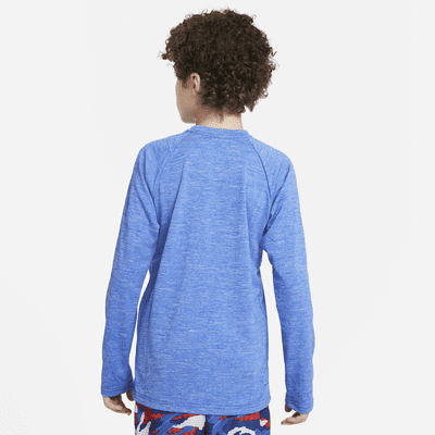 Camiseta de natación Hydroguard de manga larga para niño talla grande Nike Heather