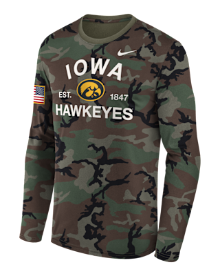 Мужская футболка Iowa 2025 Military Appreciation Legend Nike Dri-FIT College Long-Sleeve