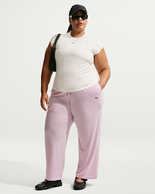 Женские  Nike Sportswear Chill Knit Mid-Rise Lightweight Open-Hem Pants (Plus Size)