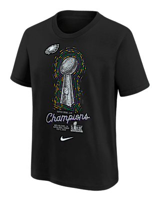 Подростковая футболка Philadelphia Eagles Super Bowl LIX Champions Lombardi Trophy Big Kids' Nike NFL