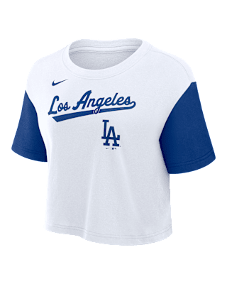 Женская футболка Los Angeles Dodgers Script Nike Dri-FIT MLB Cropped